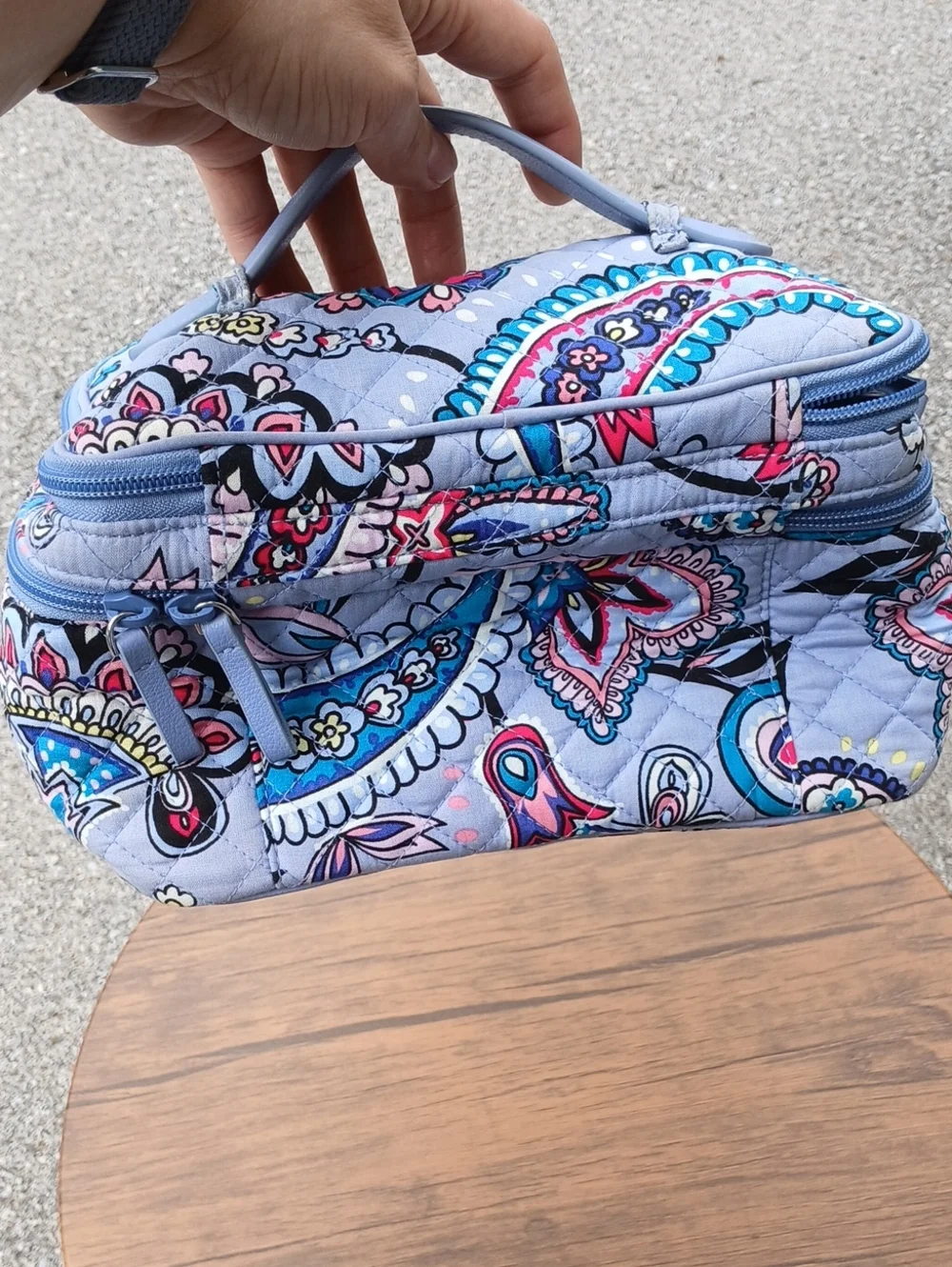 Vera Bradley Light Blue Paisley Quilted Cosmetic Case